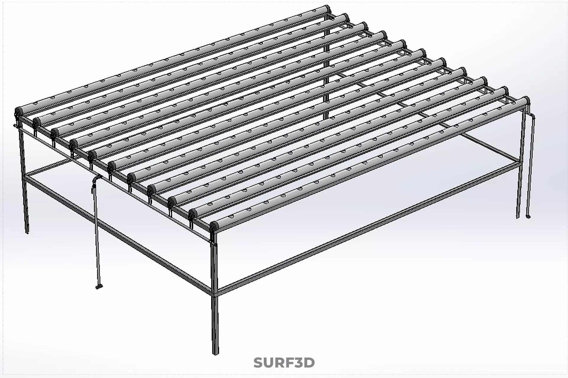 MODULAR HYDROPONIC RACK PARALLEL PVC PIPE DIY GARDEN FARM PLANT 3D model_30