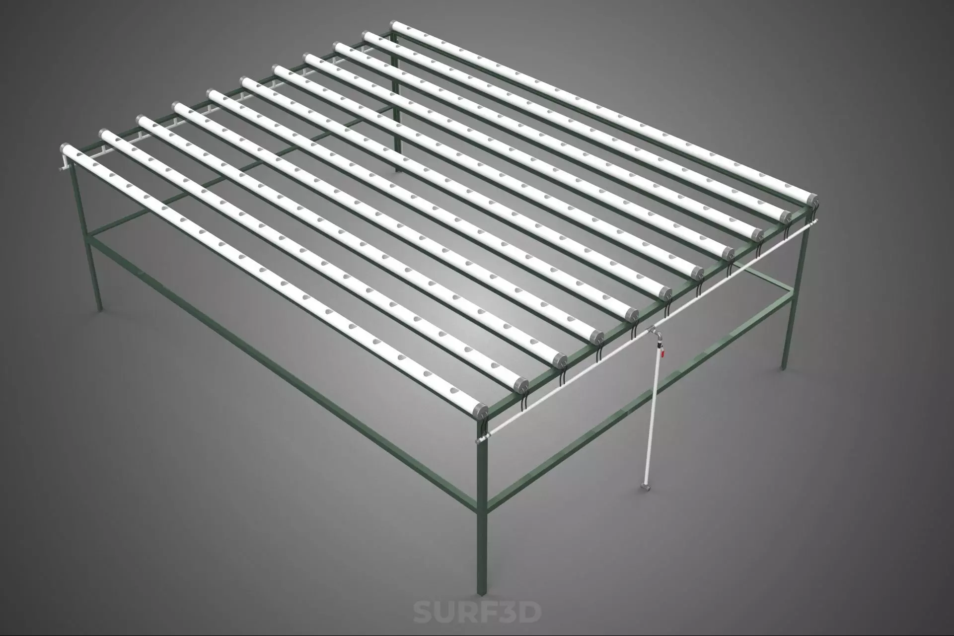 MODULAR HYDROPONIC RACK PARALLEL PVC PIPE DIY GARDEN FARM PLANT 3D model_26