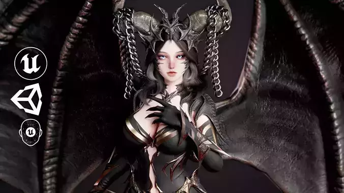 Dragon Girl Ashtalia Low-poly 3D model Dragon Girl Ashtalia Low-poly 3D model