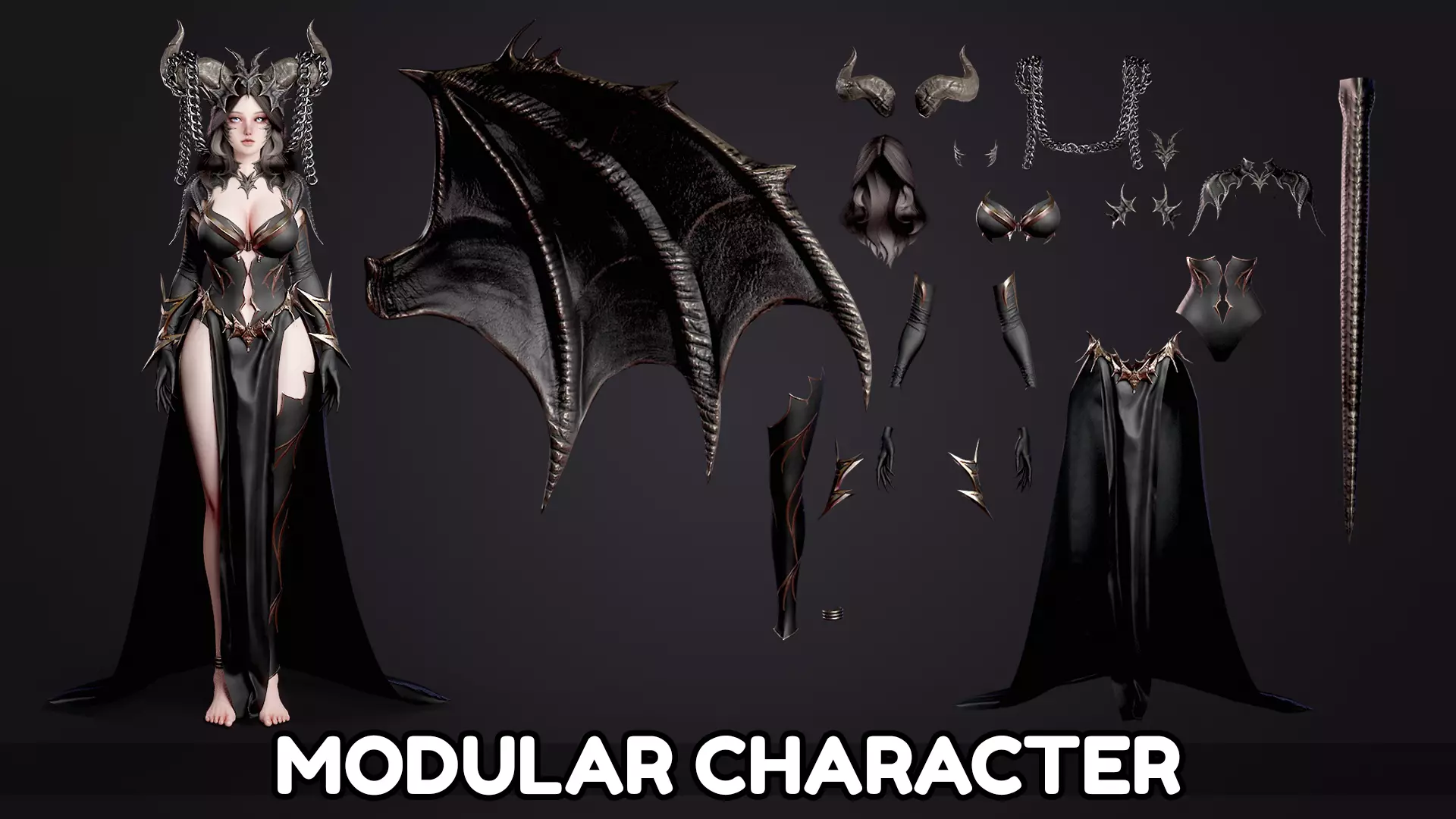 Dragon Girl Ashtalia Low-poly 3D model_8