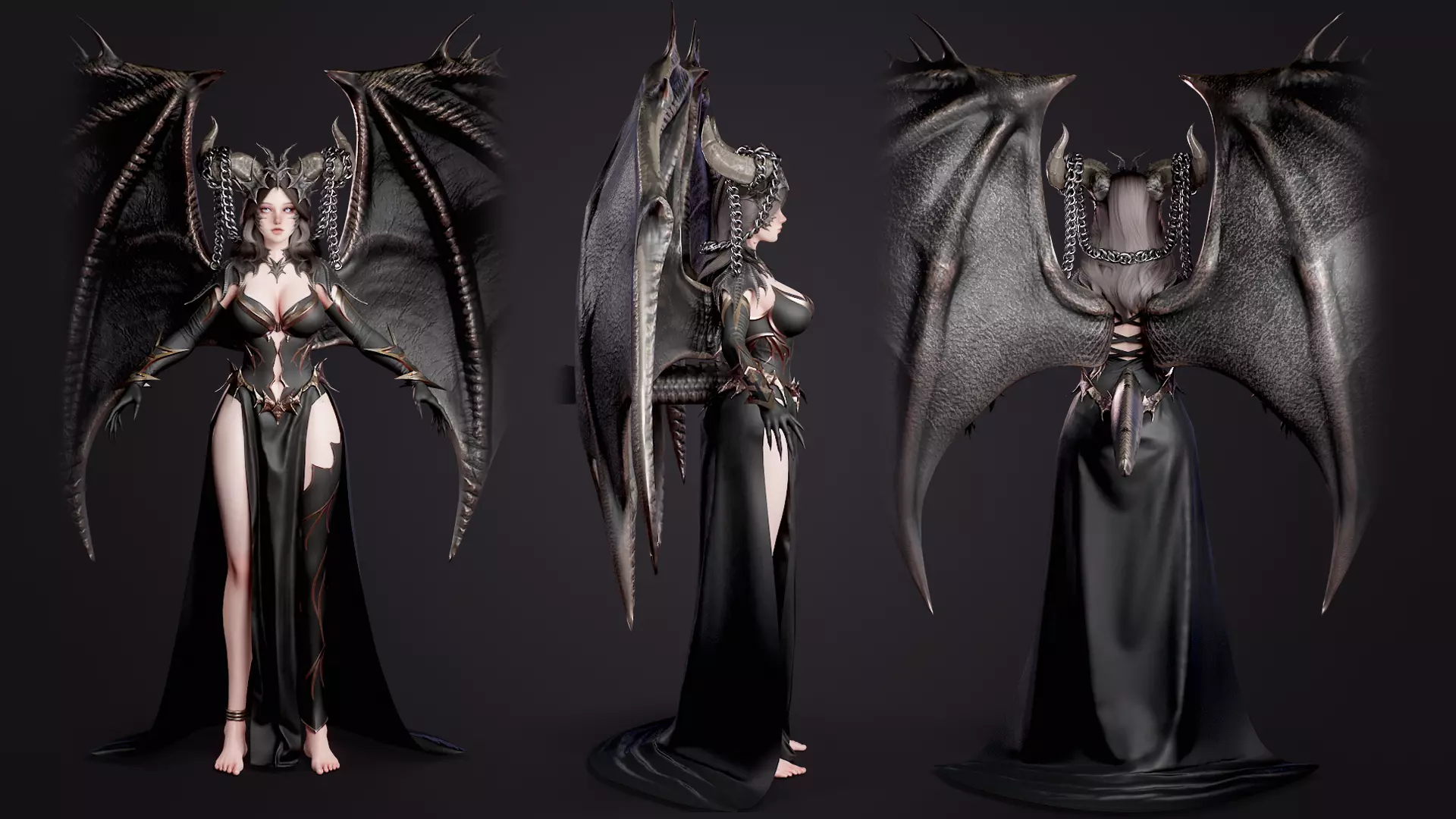 Dragon Girl Ashtalia Low-poly 3D model_4