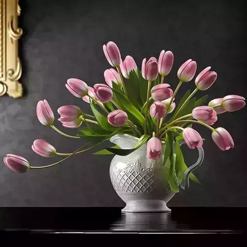 Tulips 3 in vase on table