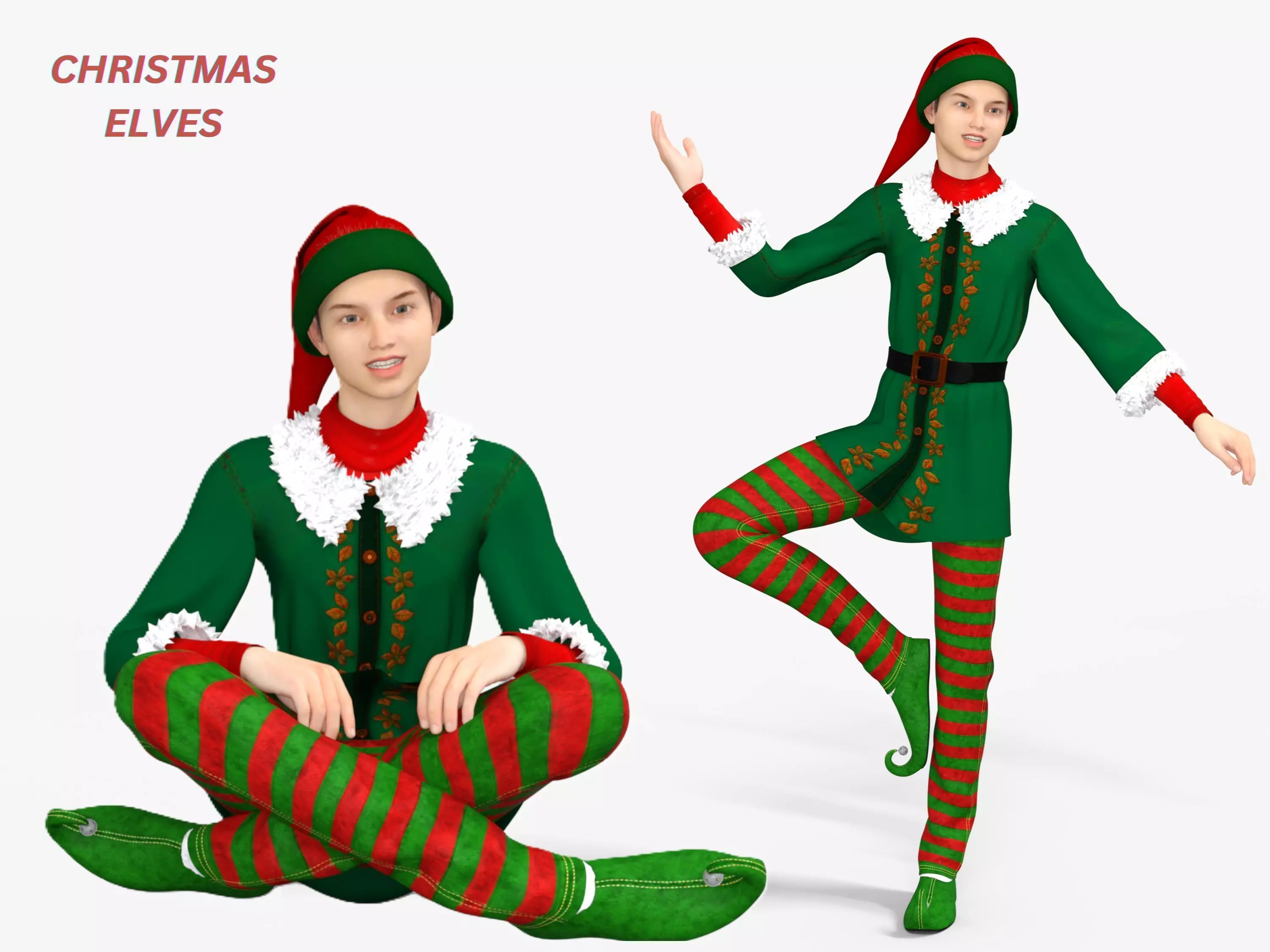 Christmas Elf  Low-poly 3D model_0
