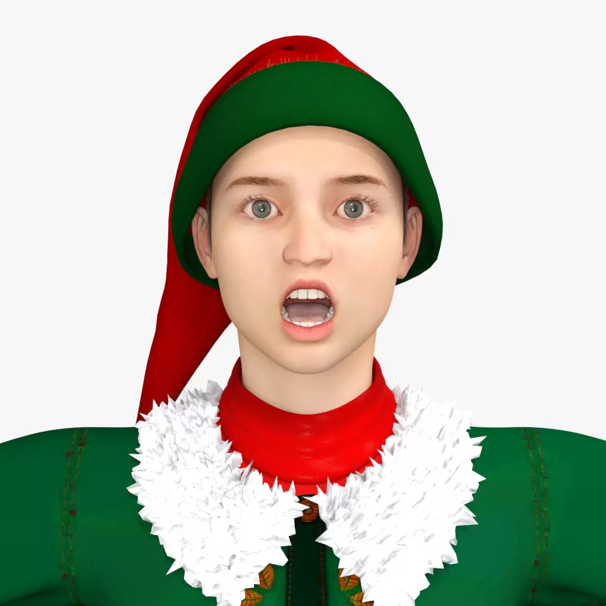 Christmas Elf  Low-poly 3D model_12