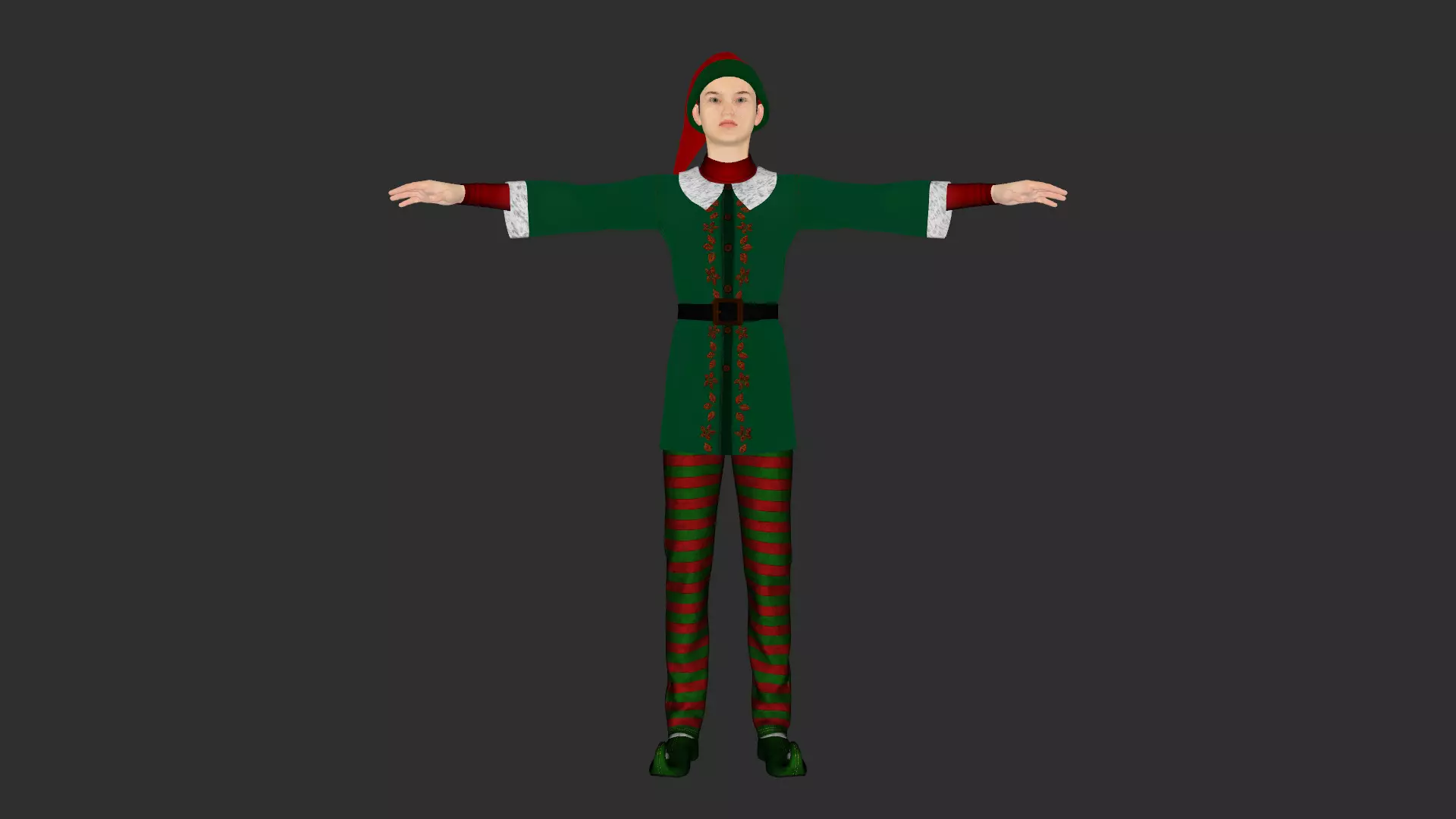Christmas Elf  Low-poly 3D model_20