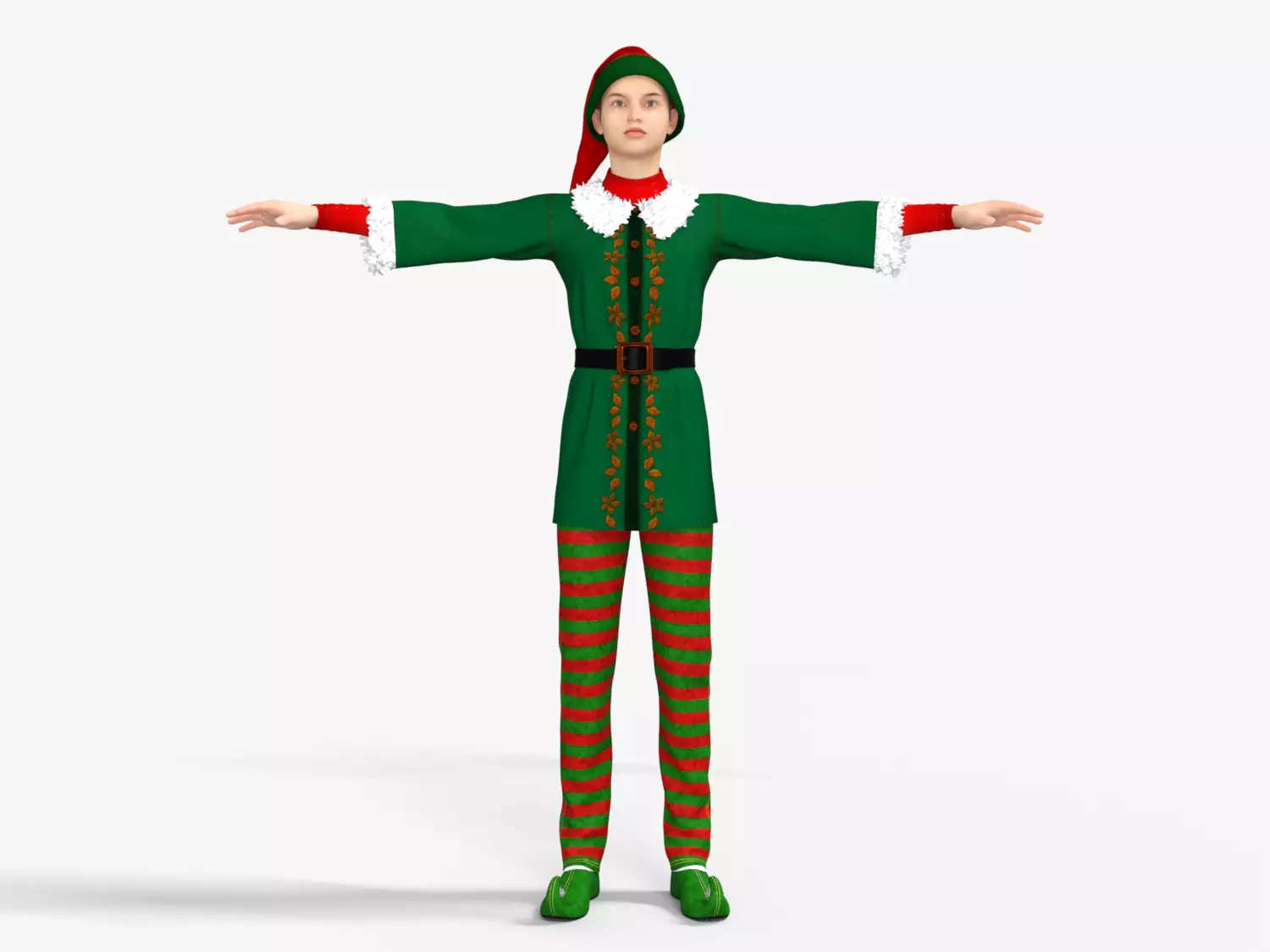 Christmas Elf  Low-poly 3D model_10