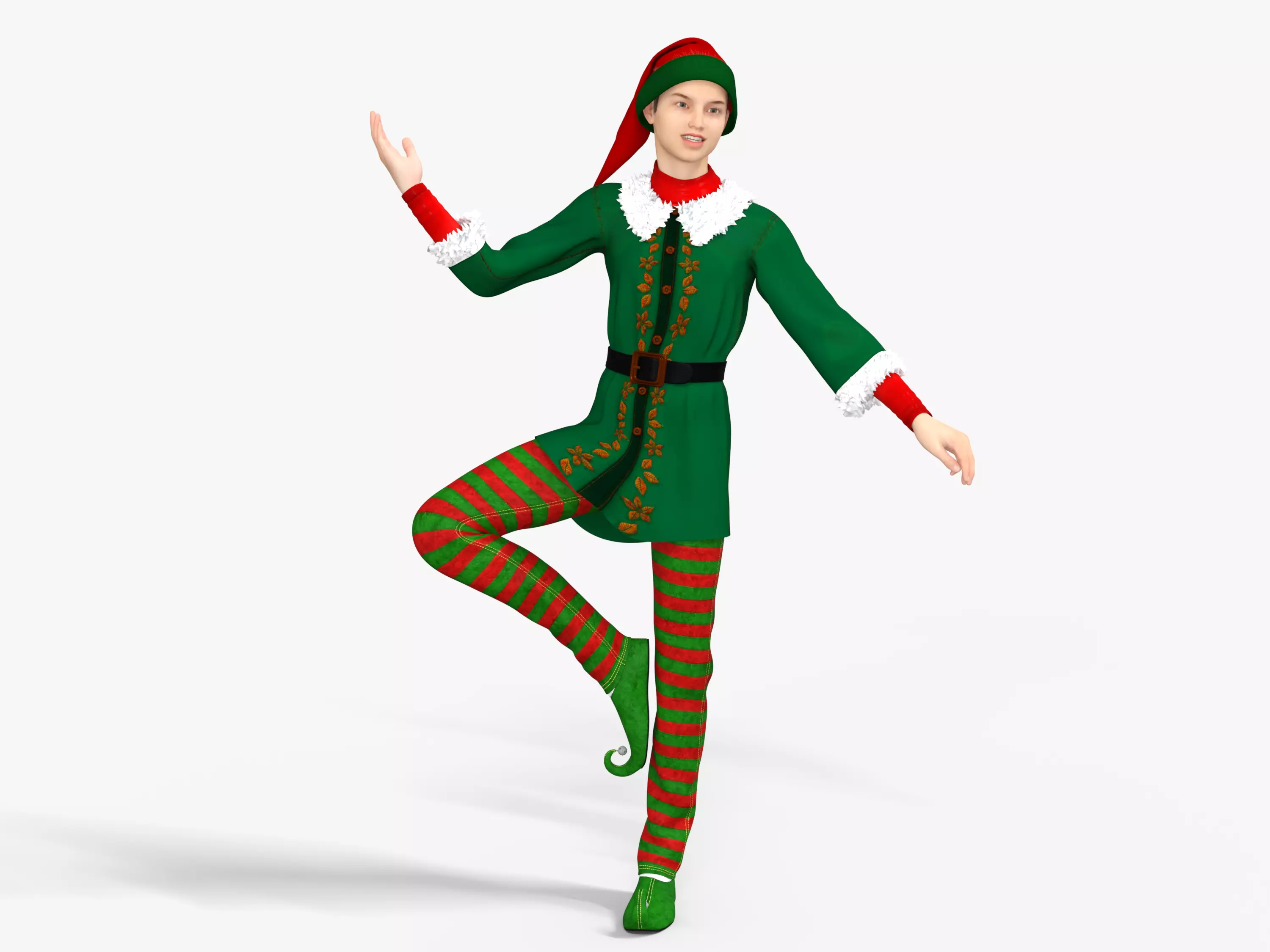 Christmas Elf  Low-poly 3D model_2