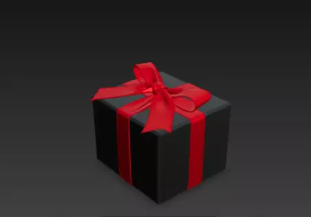 3D Black Gift Box Red Ribbon Black Friday 3D print model_7