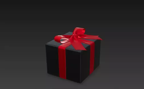 3D Black Gift Box Red Ribbon Black Friday 3D print model_1