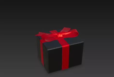 3D Black Gift Box Red Ribbon Black Friday 3D print model_5