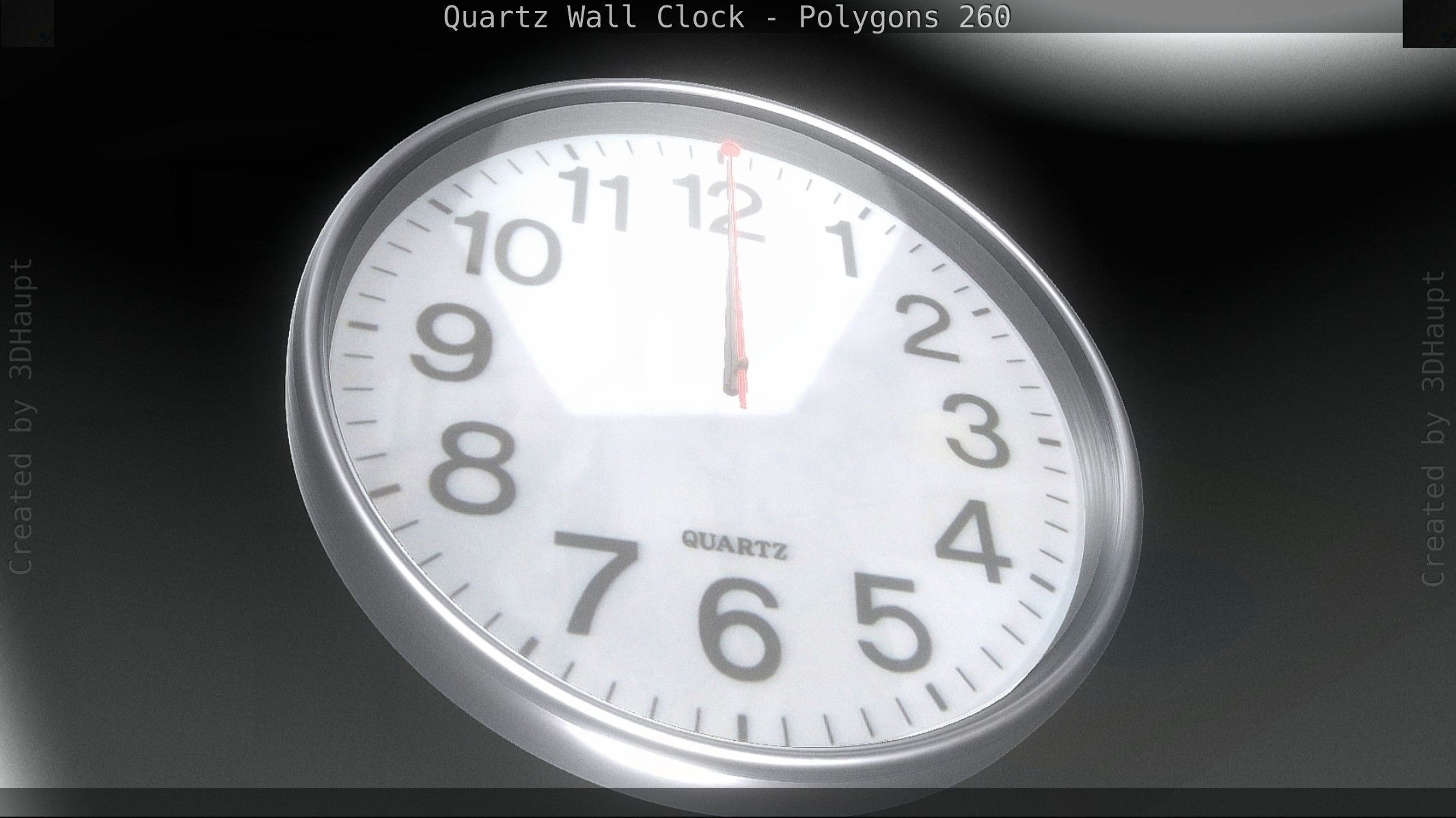 Quartz Wall Clock Blender 2-9 Ready Low-poly 3D model_35