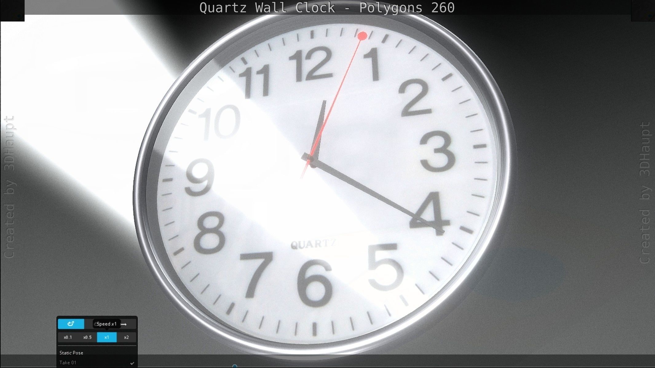 Quartz Wall Clock Blender 2-9 Ready Low-poly 3D model_141