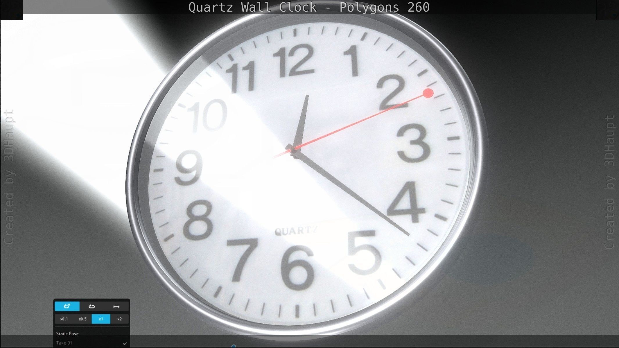 Quartz Wall Clock Blender 2-9 Ready Low-poly 3D model_150