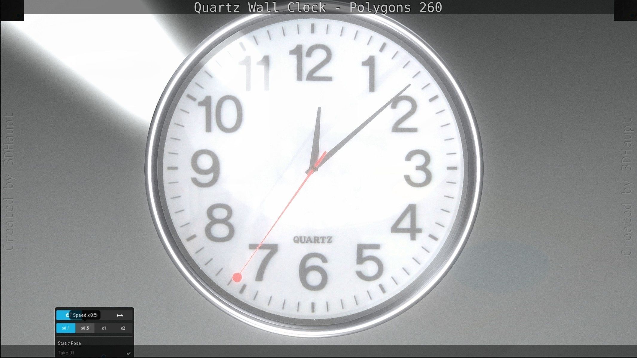 Quartz Wall Clock Blender 2-9 Ready Low-poly 3D model_120