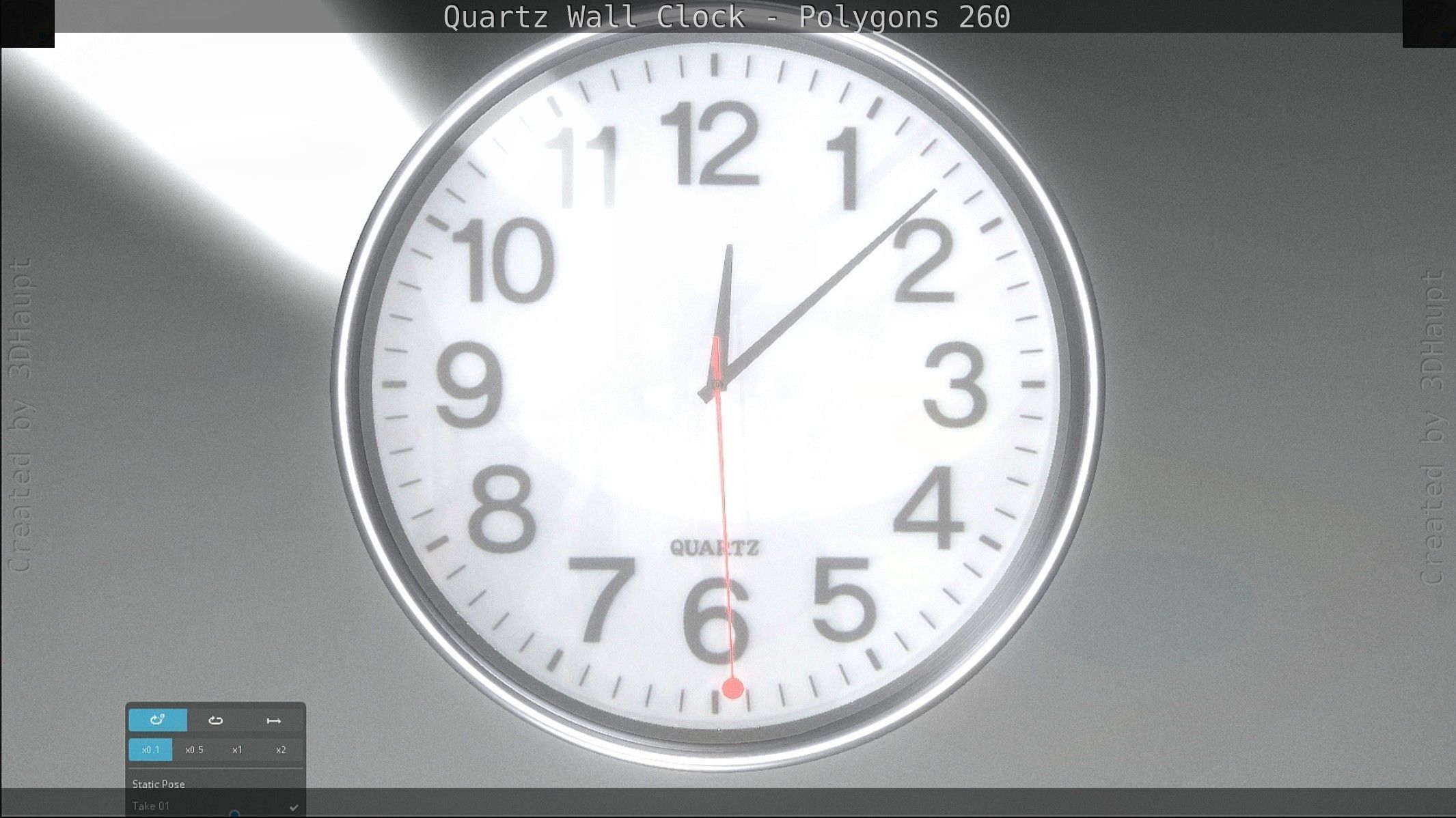 Quartz Wall Clock Blender 2-9 Ready Low-poly 3D model_118