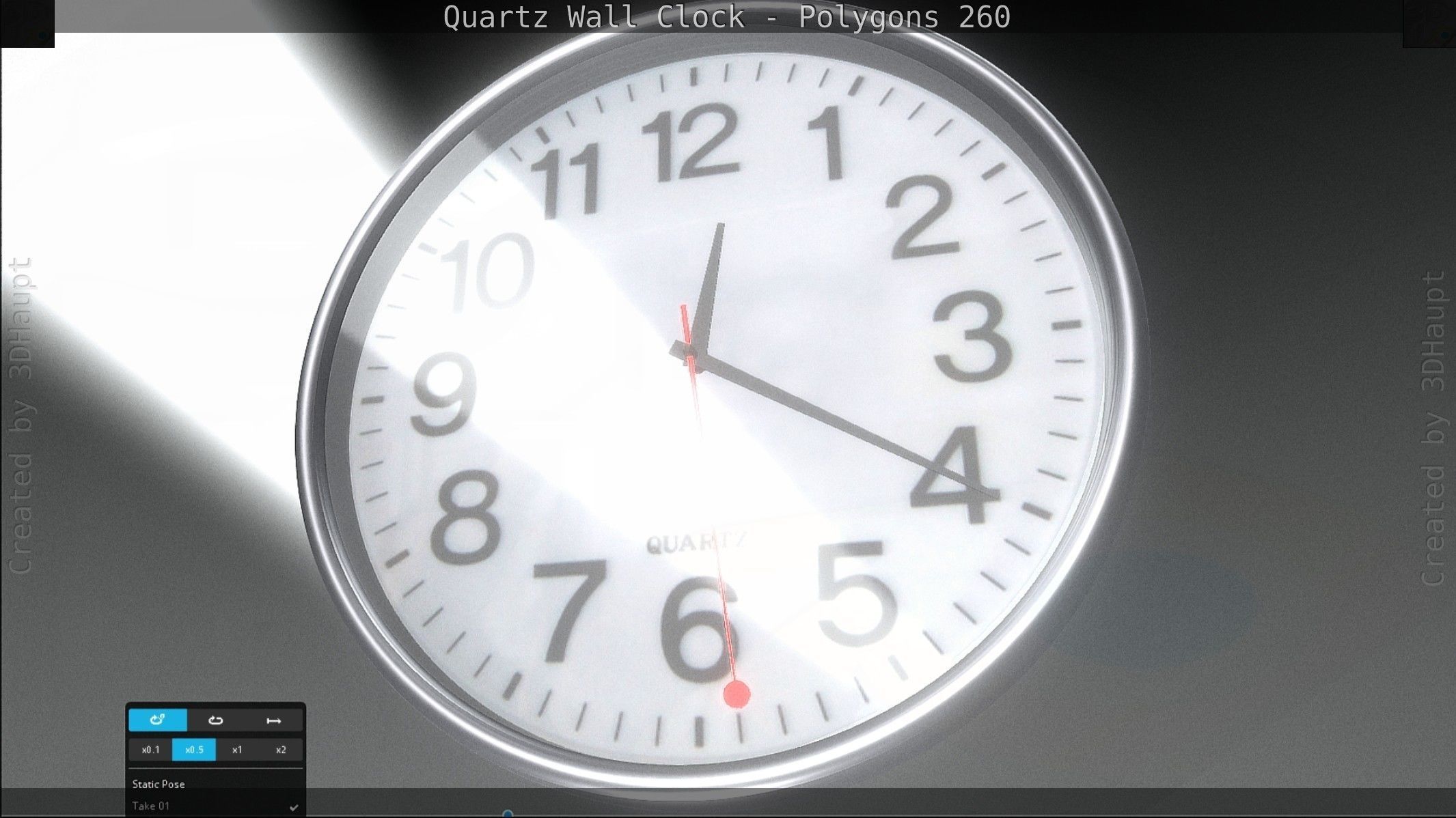 Quartz Wall Clock Blender 2-9 Ready Low-poly 3D model_140