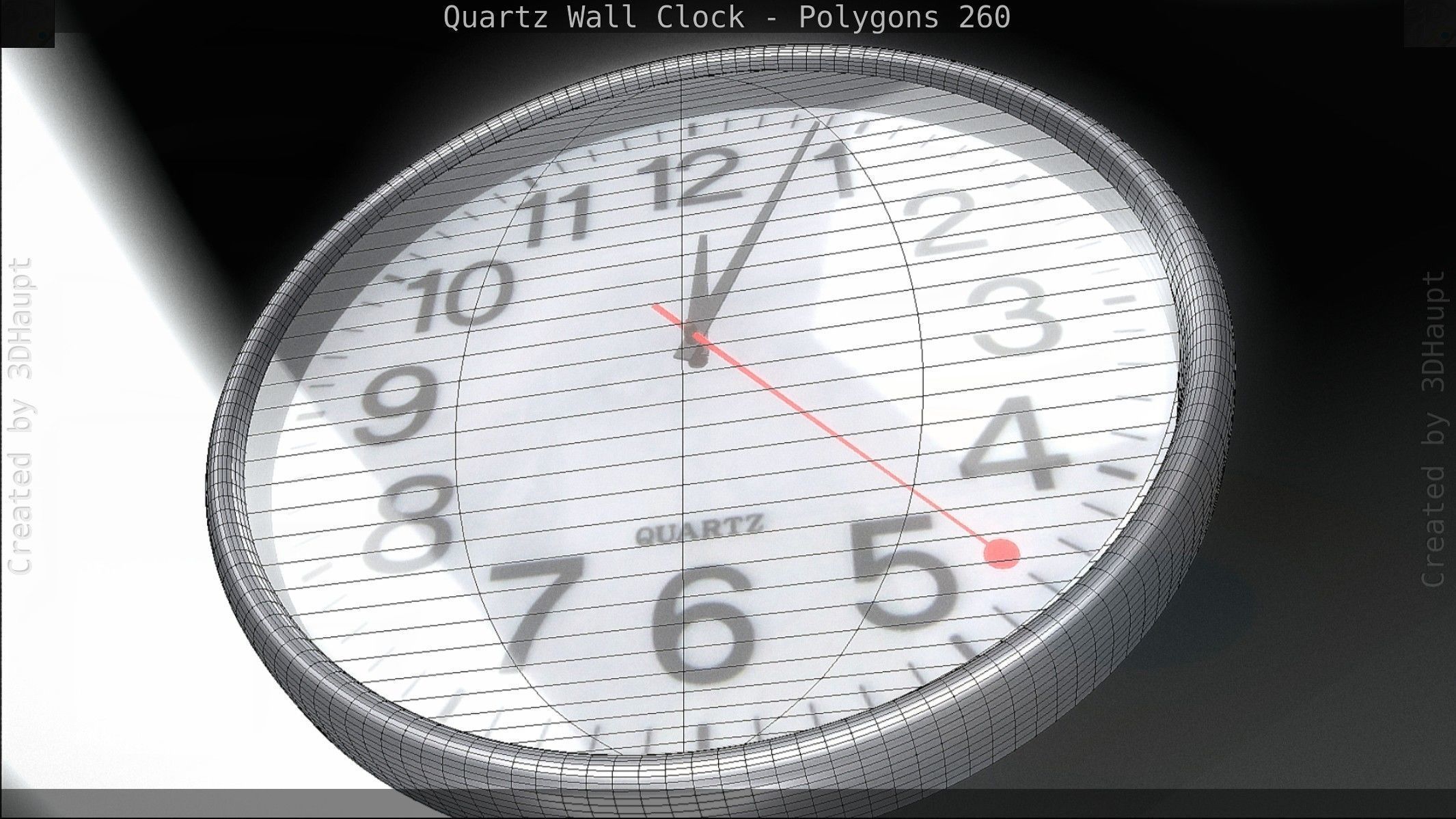 Quartz Wall Clock Blender 2-9 Ready Low-poly 3D model_80