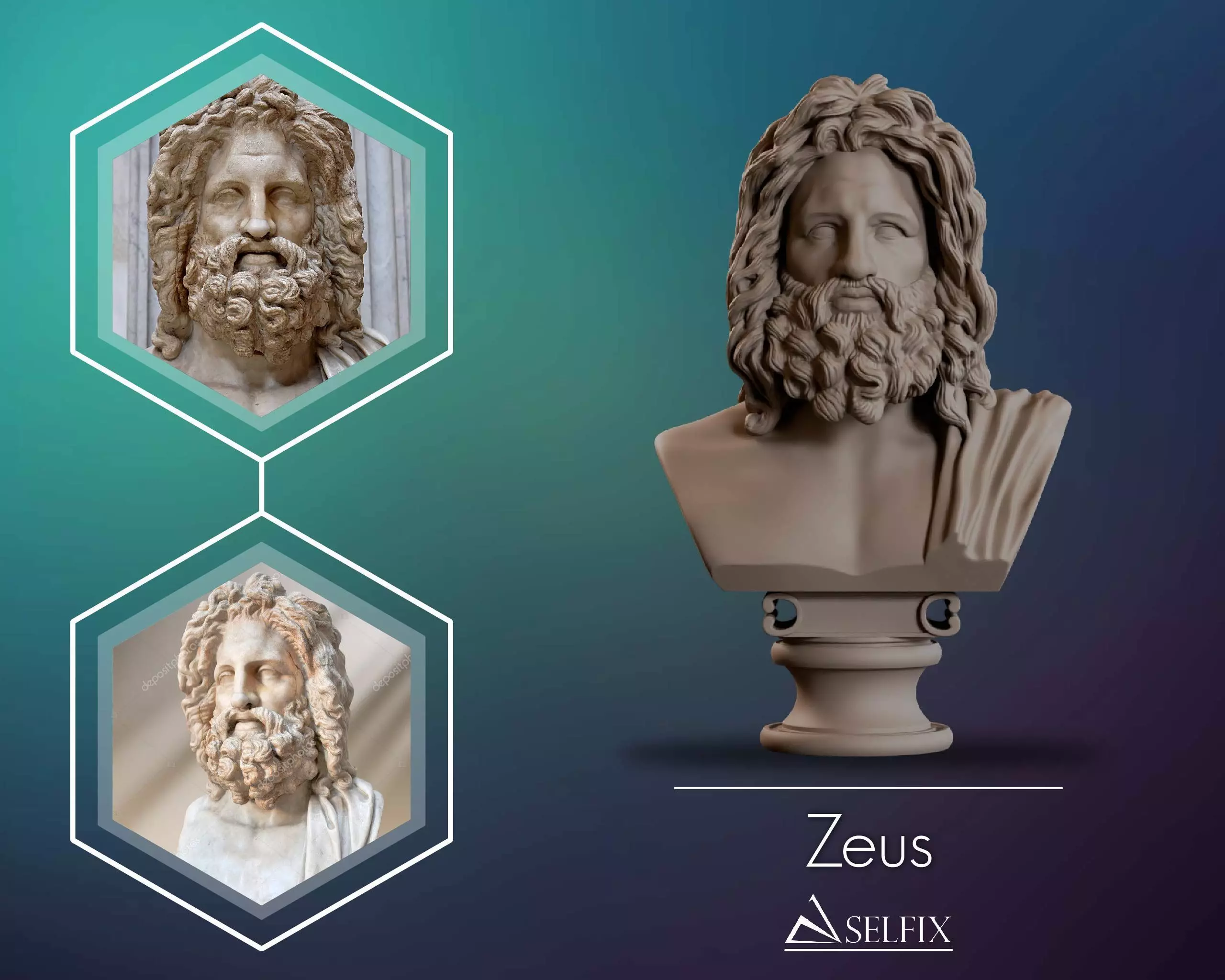 Zeus Bust Sculpture 3D print model_0