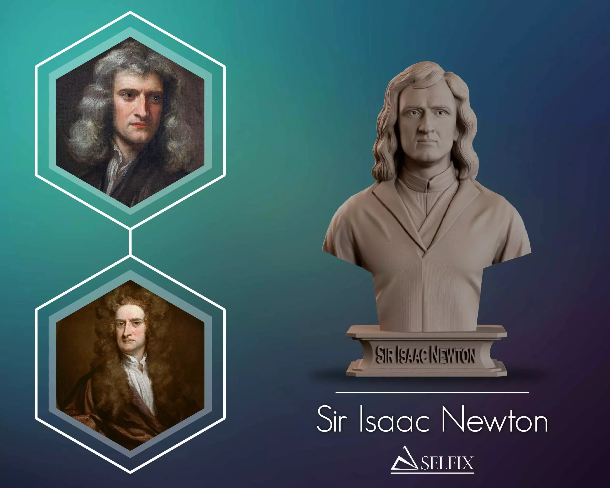 Sir Isaac Newton Bust Sculpture 3D print model_0