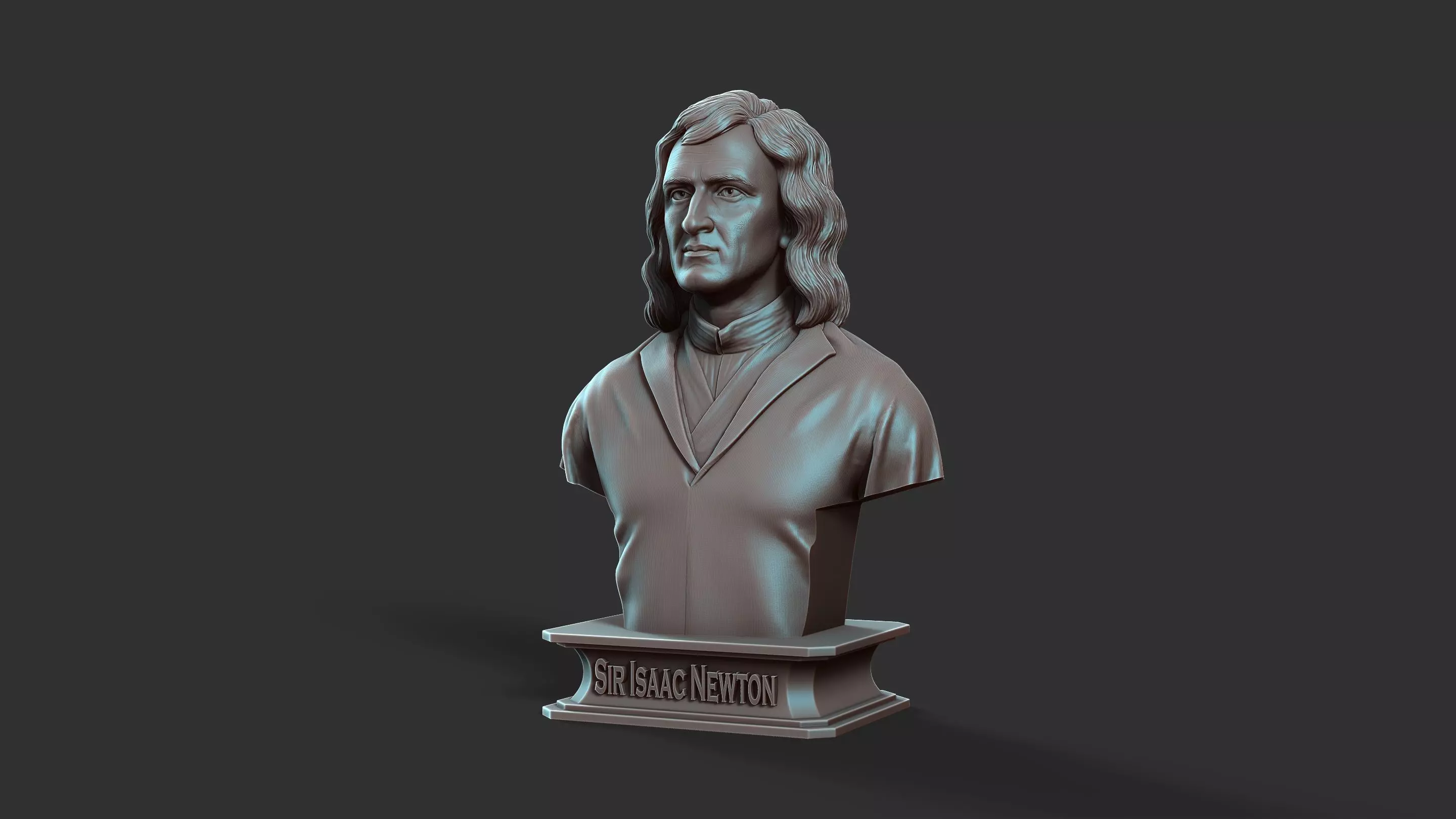 Sir Isaac Newton Bust Sculpture 3D print model_14