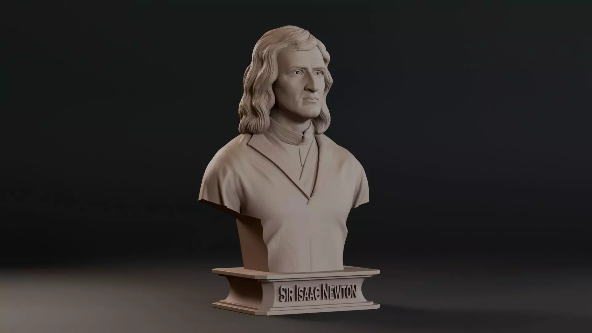 Sir Isaac Newton Bust Sculpture 3D print model_2