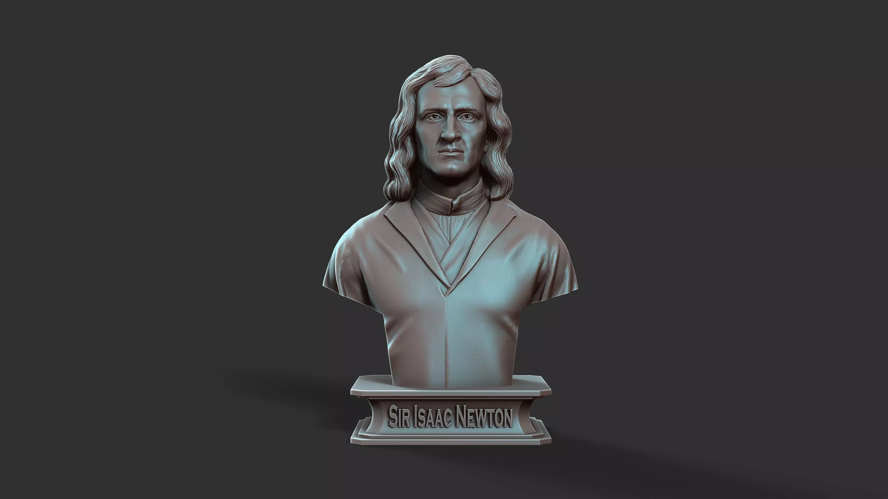 Sir Isaac Newton Bust Sculpture 3D print model_13