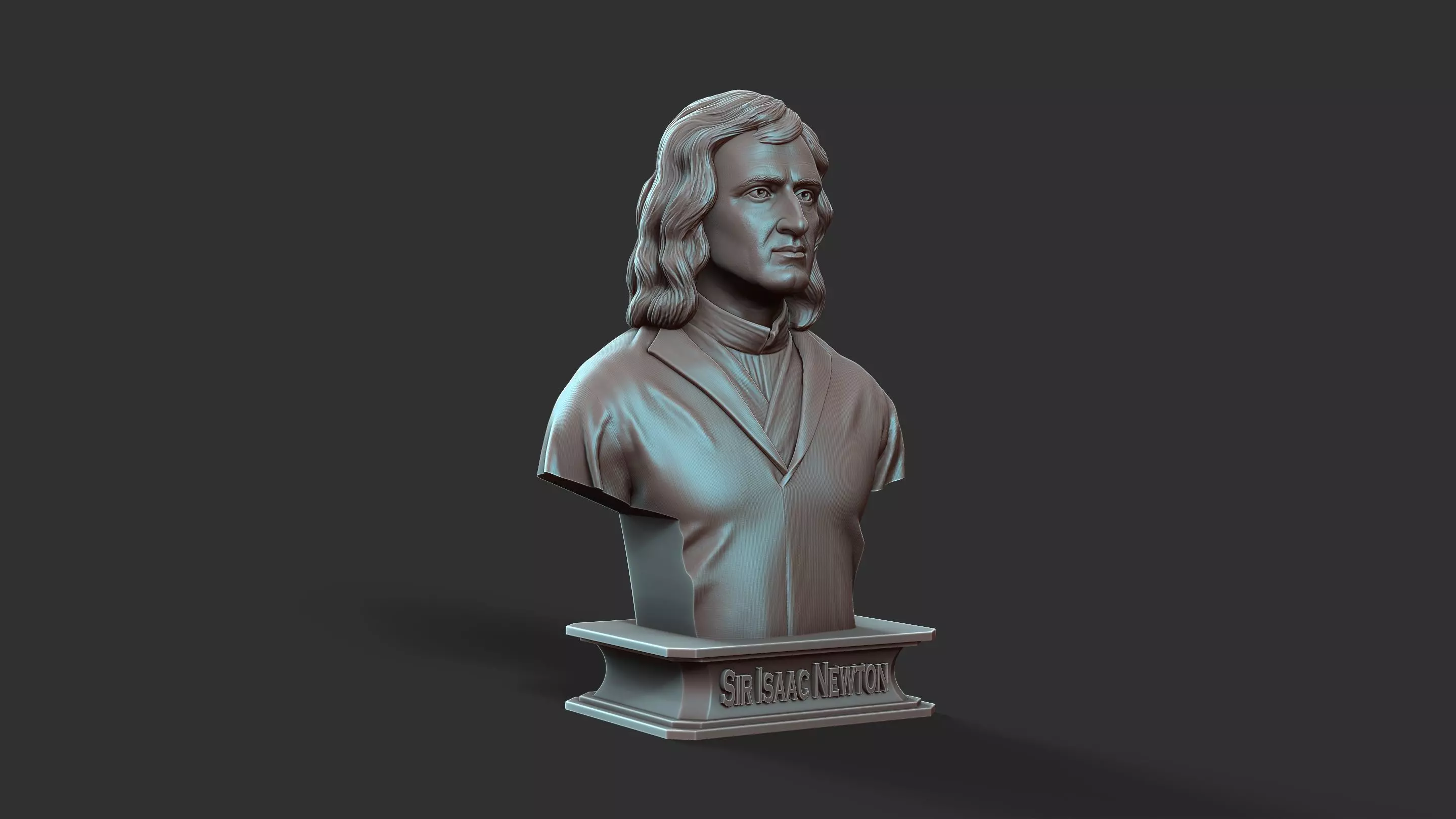 Sir Isaac Newton Bust Sculpture 3D print model_15