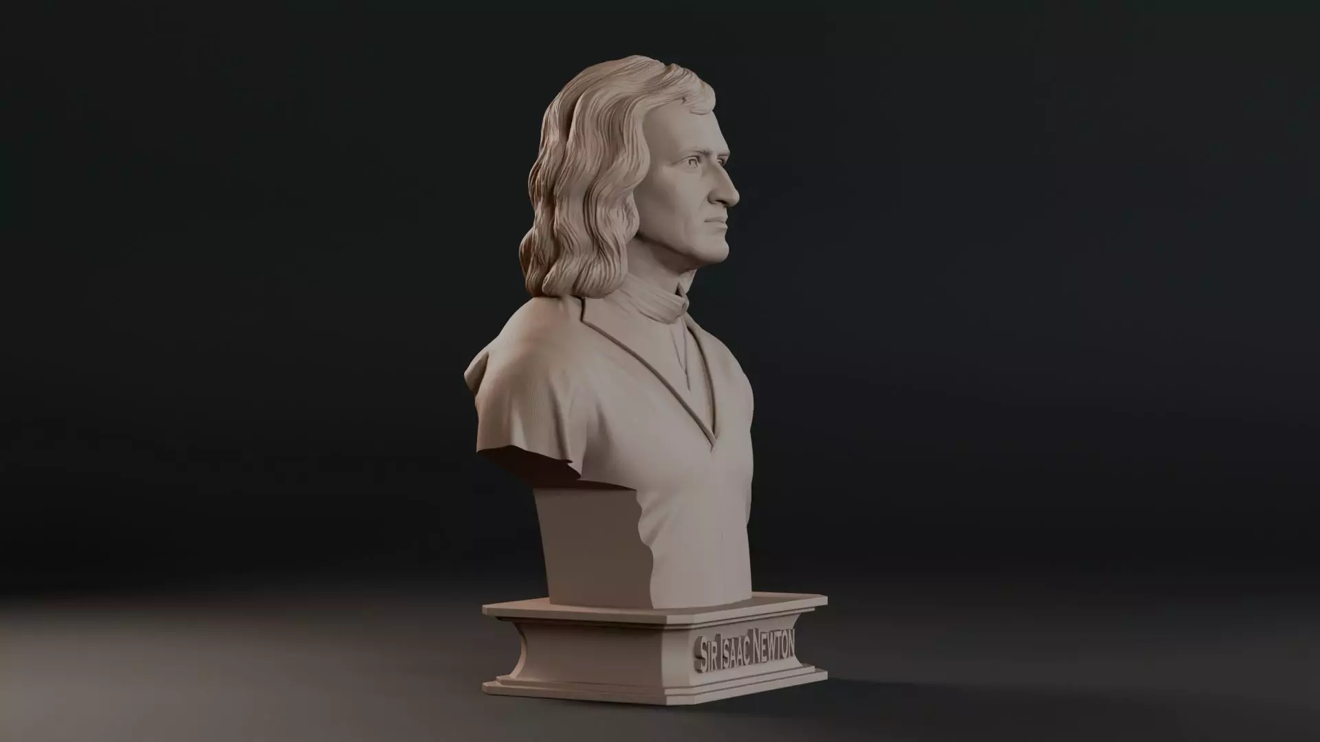 Sir Isaac Newton Bust Sculpture 3D print model_3