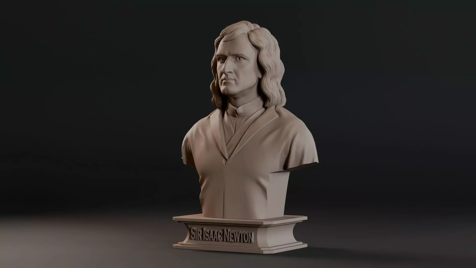 Sir Isaac Newton Bust Sculpture 3D print model_12