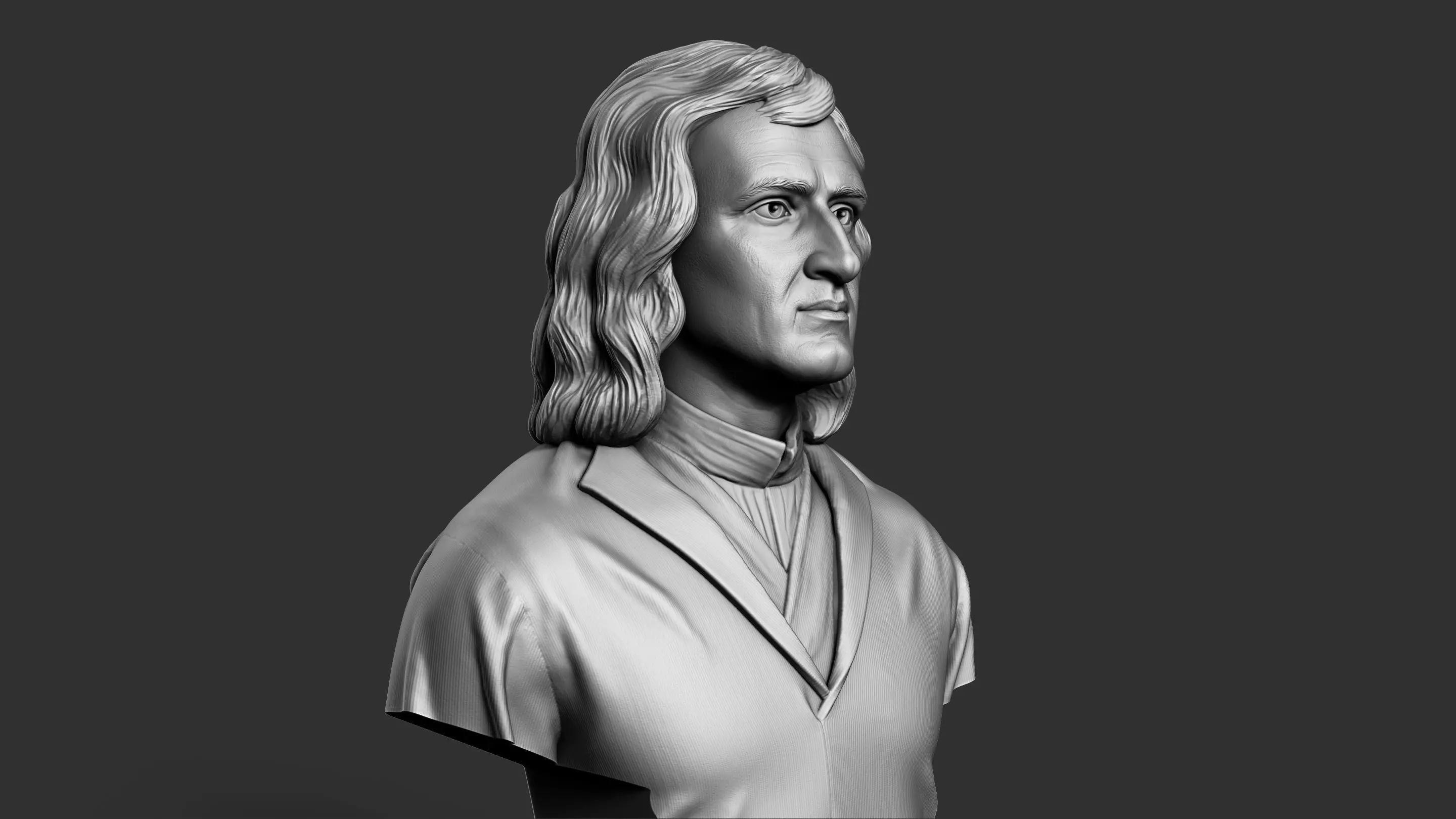 Sir Isaac Newton Bust Sculpture 3D print model_19