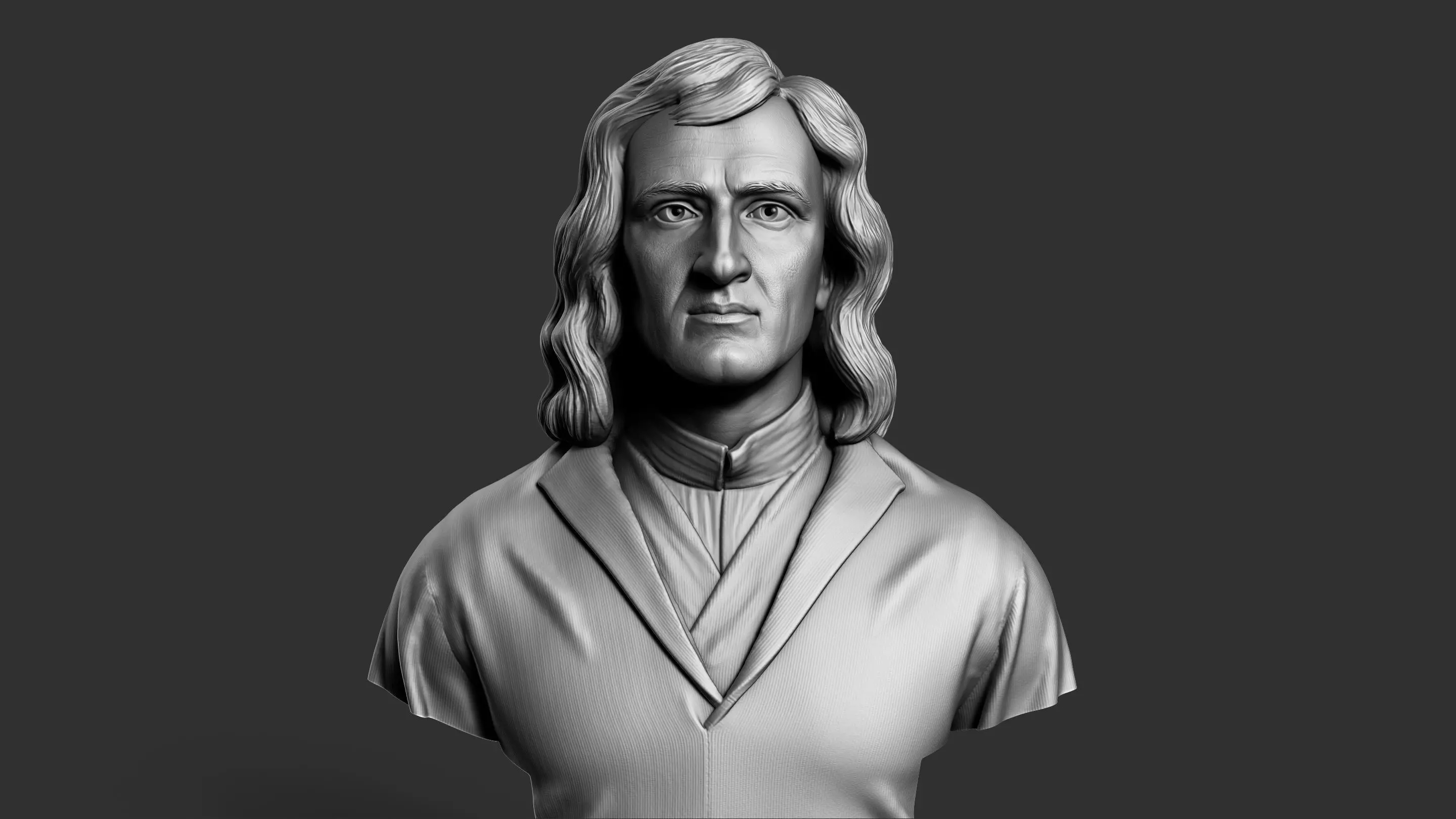 Sir Isaac Newton Bust Sculpture 3D print model_17