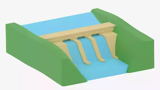 Cartoon Dam Hydroelectric Power Station