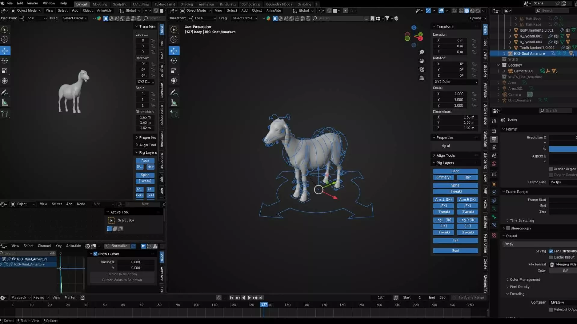 Realistic Rigged Goat Fur PBR Textured 3D Model Animation Film Low-poly 3D model_2