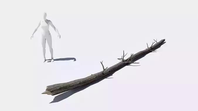 Realistic dead fallen trunk game ready asset