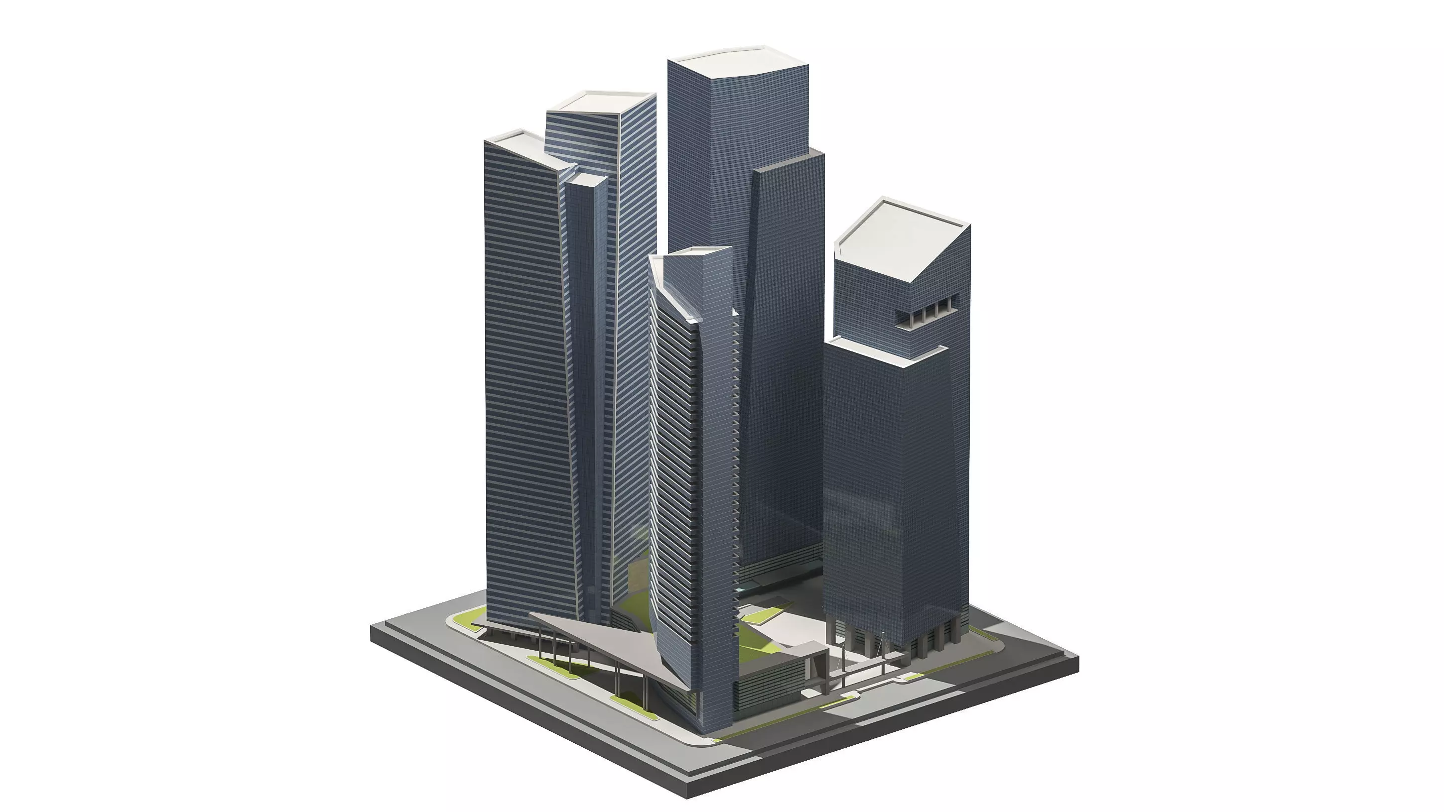 Marina Bay Financial Centre - MBFC- 3D Model Low-poly 3D model_7