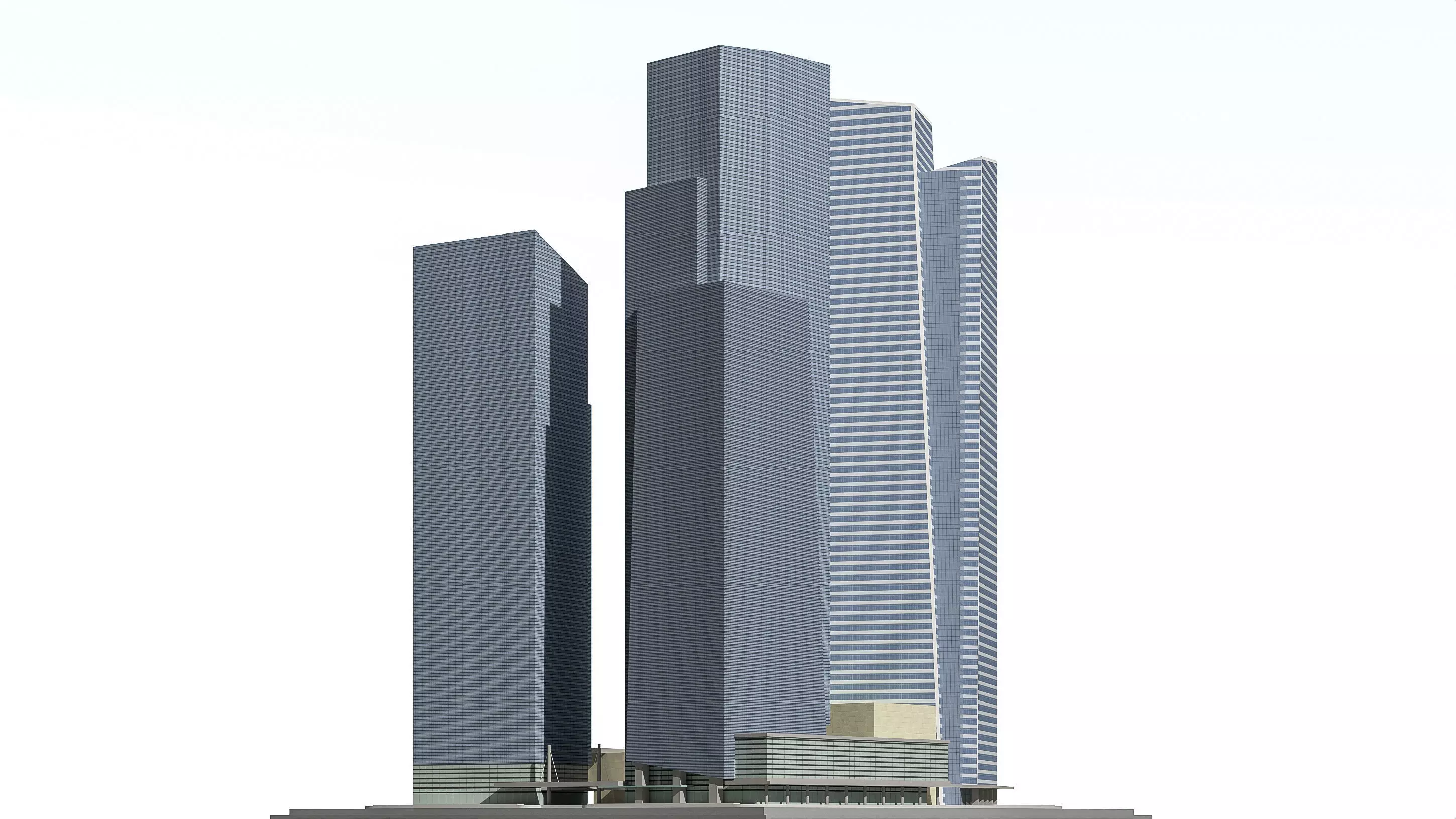 Marina Bay Financial Centre - MBFC- 3D Model Low-poly 3D model_5