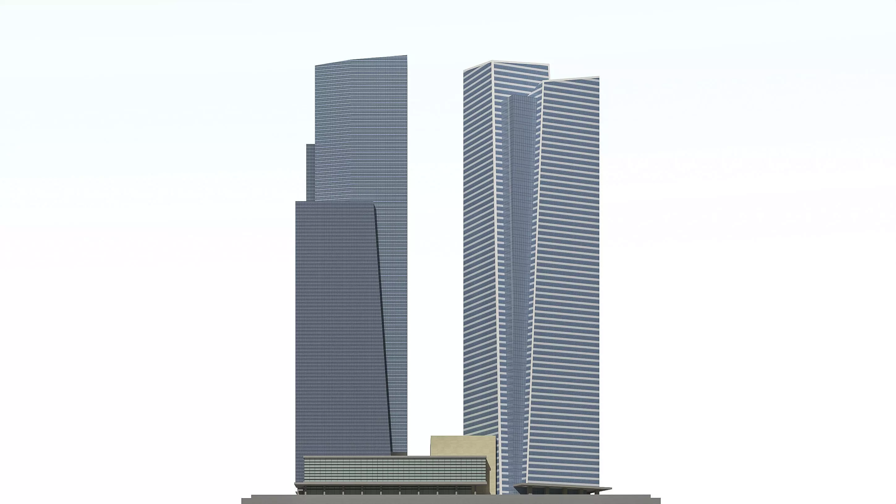 Marina Bay Financial Centre - MBFC- 3D Model Low-poly 3D model_4