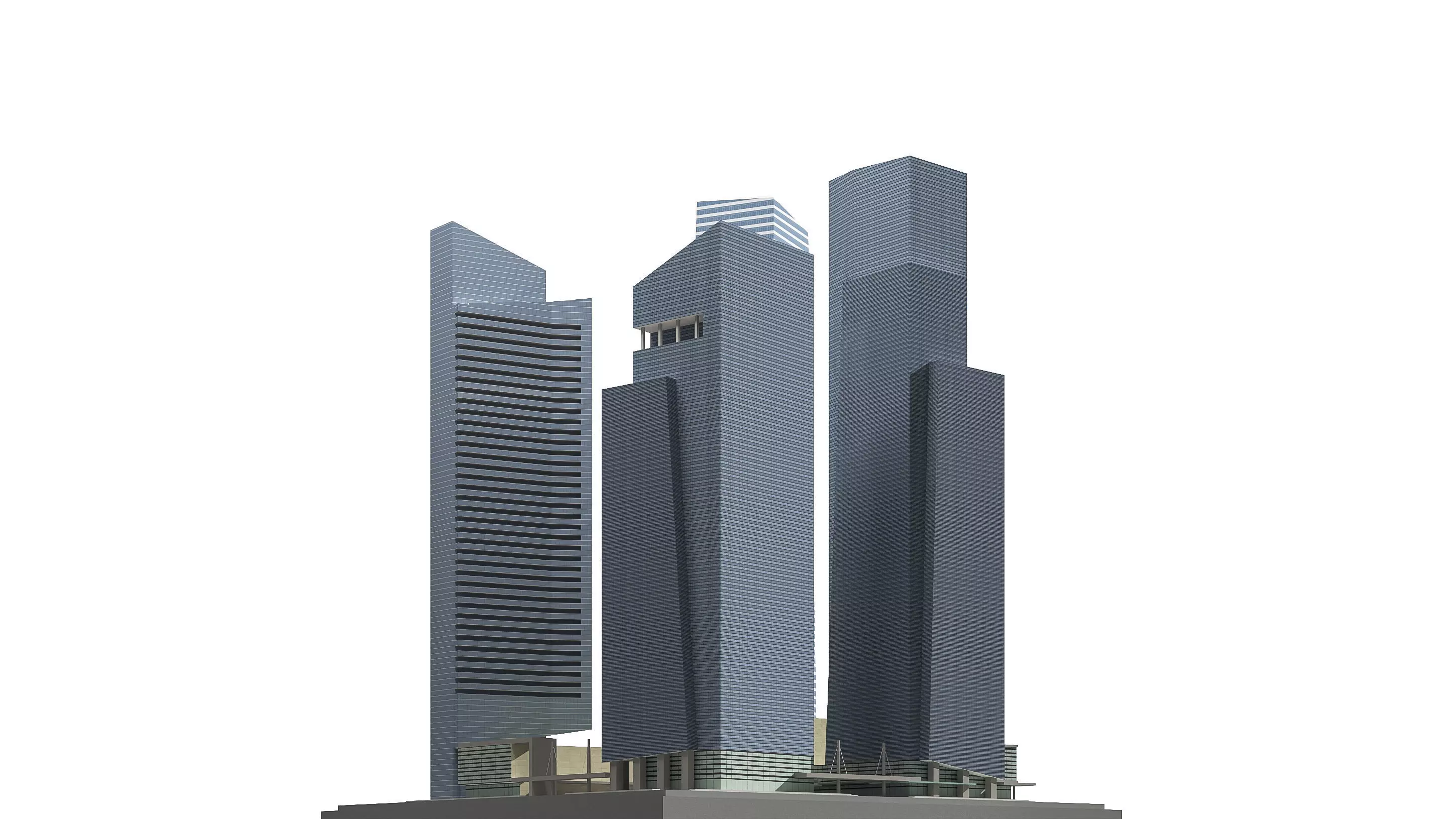 Marina Bay Financial Centre - MBFC- 3D Model Low-poly 3D model_2
