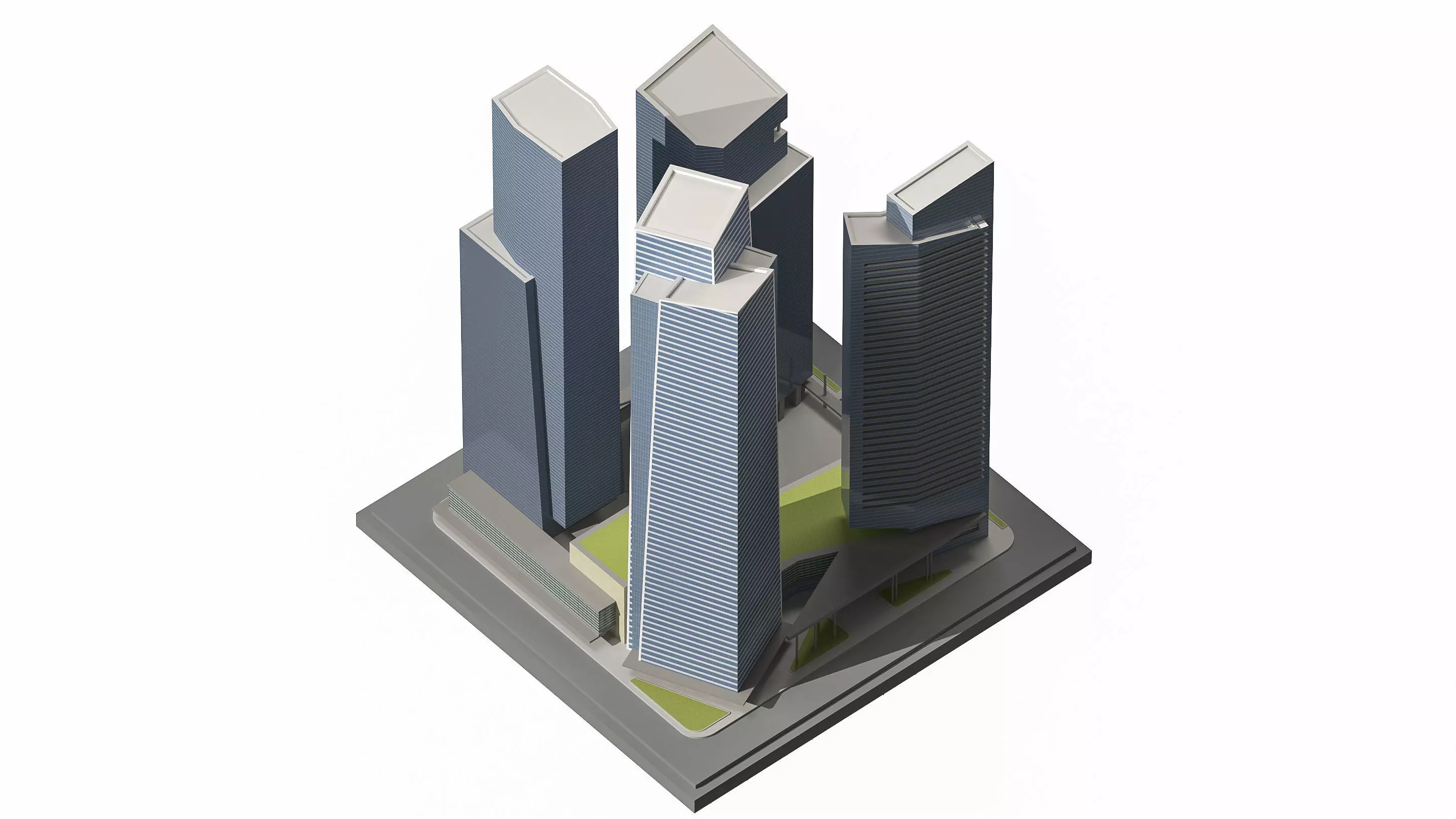 Marina Bay Financial Centre - MBFC- 3D Model Low-poly 3D model_6
