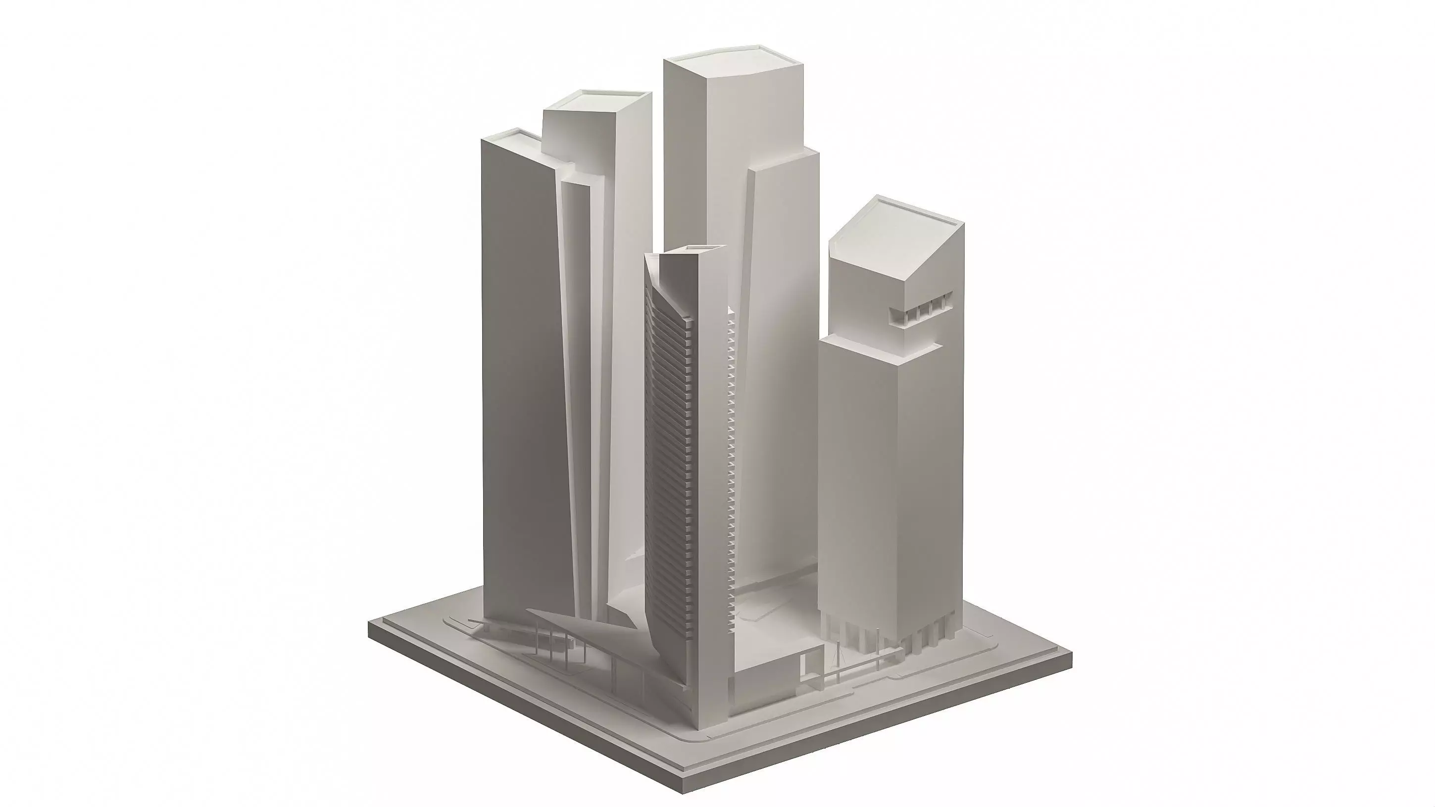 Marina Bay Financial Centre - MBFC- 3D Model Low-poly 3D model_8