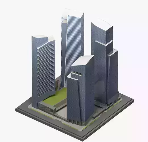 Marina Bay Financial Centre - MBFC- 3D Model Low-poly 3D model