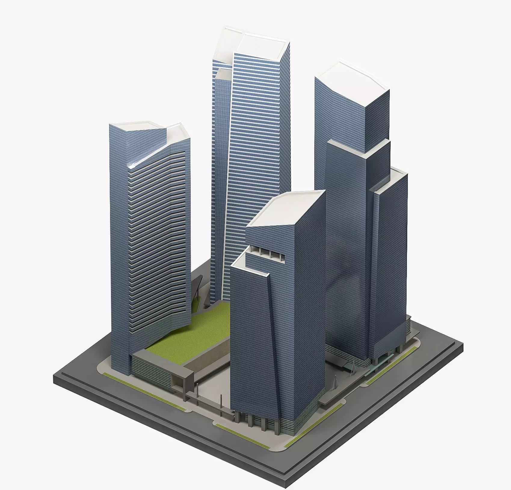 Marina Bay Financial Centre - MBFC- 3D Model Low-poly 3D model_0