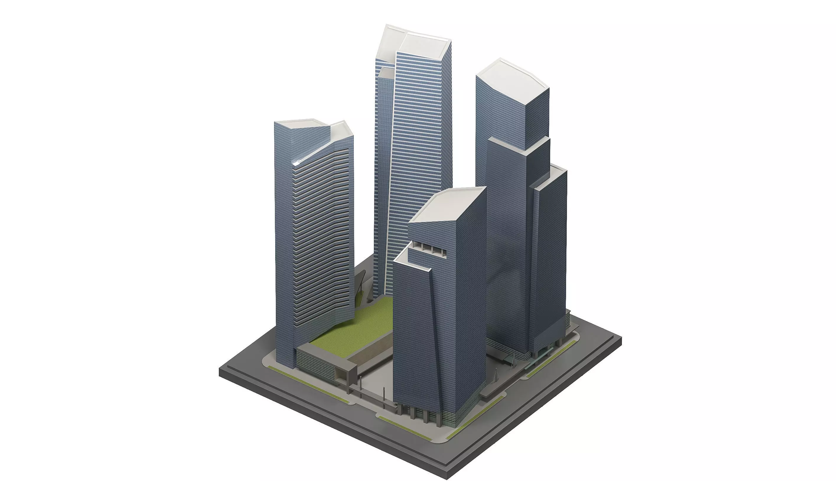 Marina Bay Financial Centre - MBFC- 3D Model Low-poly 3D model_1