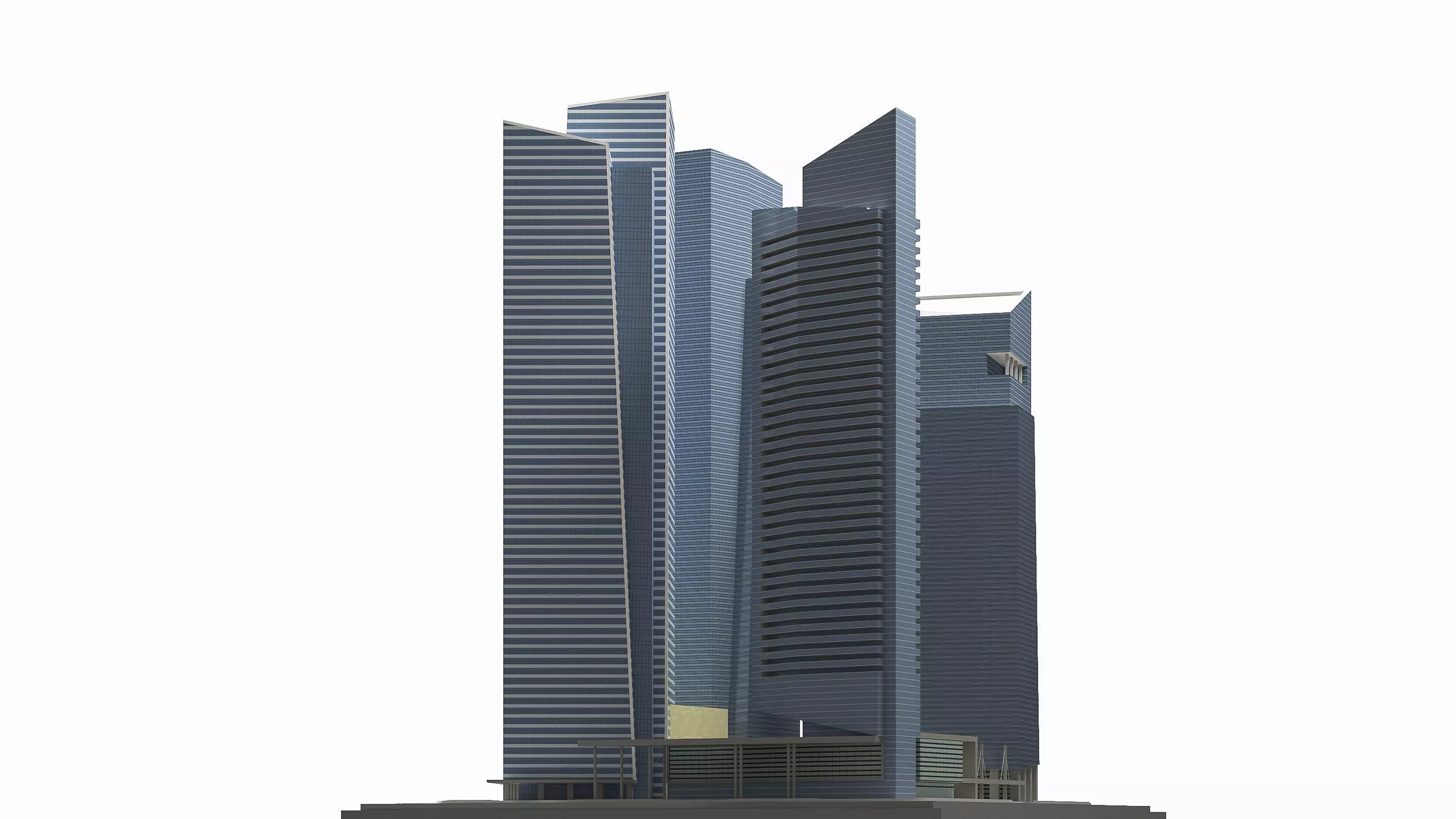 Marina Bay Financial Centre - MBFC- 3D Model Low-poly 3D model_3
