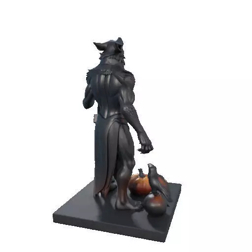 2631COLOR Werewolf Howling with Skull  3D Model  Halloween 3D print model_14