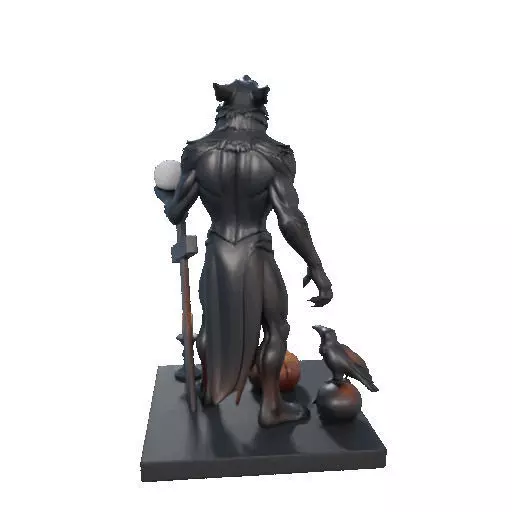 2631COLOR Werewolf Howling with Skull  3D Model  Halloween 3D print model_16