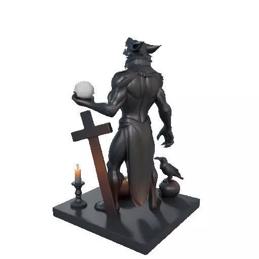 2631COLOR Werewolf Howling with Skull  3D Model  Halloween 3D print model_20