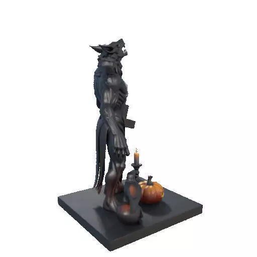 2631COLOR Werewolf Howling with Skull  3D Model  Halloween 3D print model_11