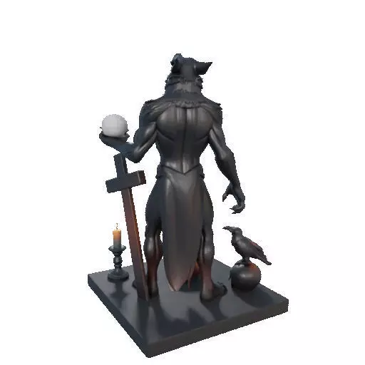 2631COLOR Werewolf Howling with Skull  3D Model  Halloween 3D print model_18