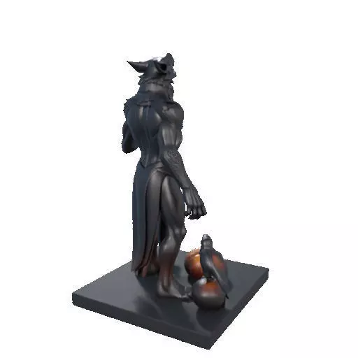 2631COLOR Werewolf Howling with Skull  3D Model  Halloween 3D print model_13